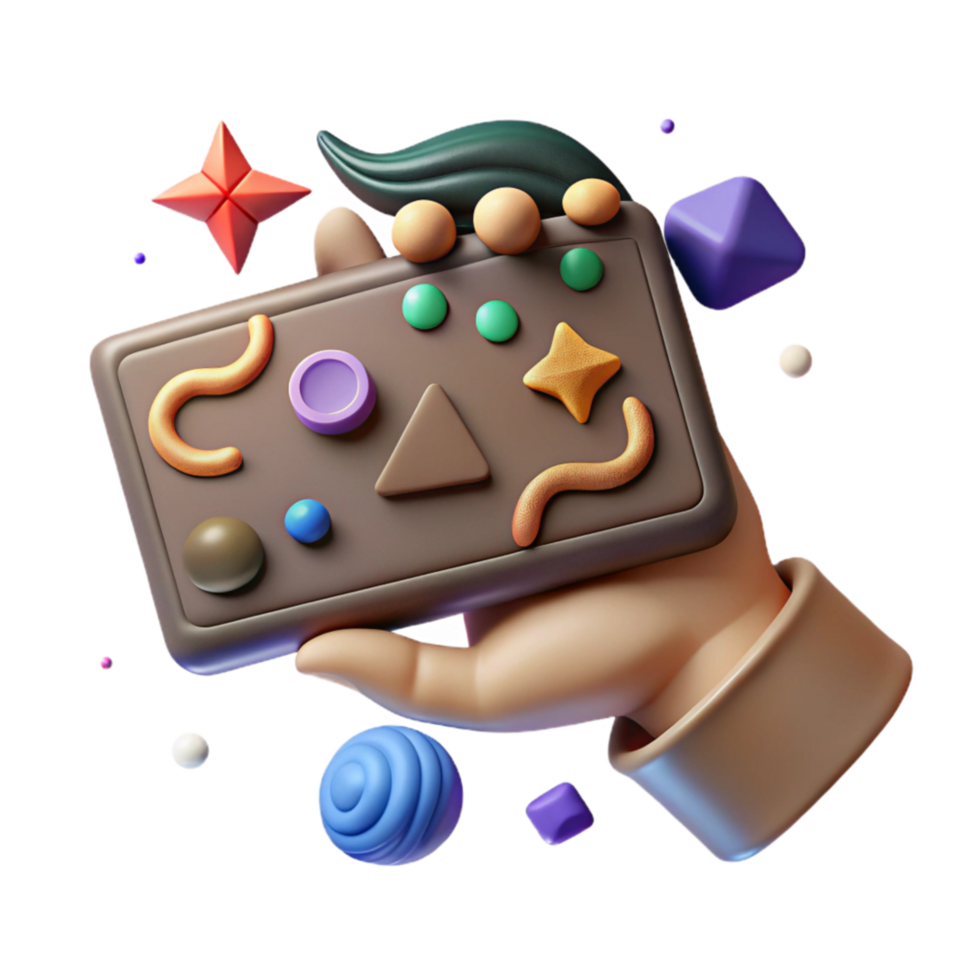 impressive classic Hand Holding Clay Tablet with Symbols Isolated Element professional png