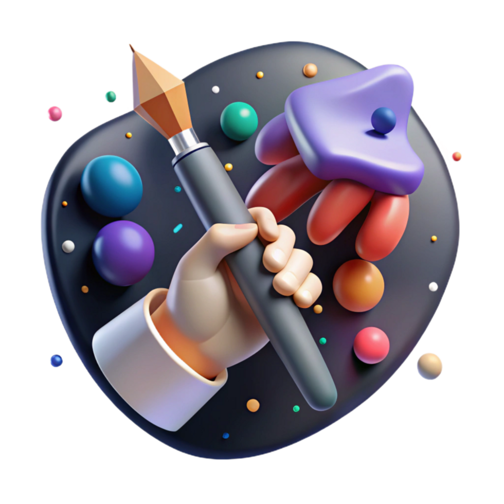 stunning artistic Hand Holding Paintbrush Cutout with Soft Lighting png