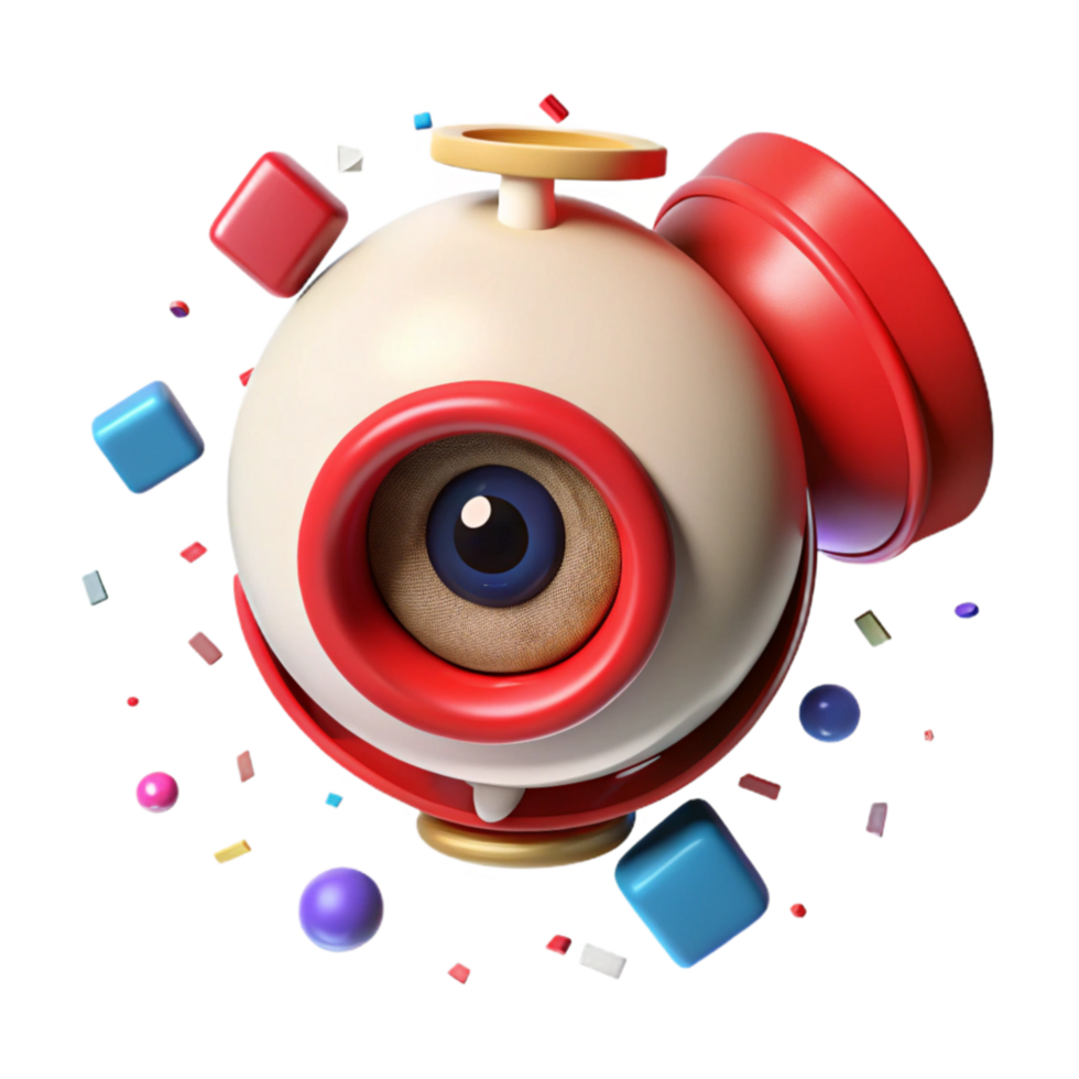 wonderful modern Robot Eye with Red Lens Transparent Background png