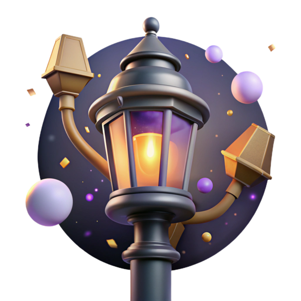 extraordinary contemporary Solar Powered Lamp Post Night View with Transparent Background png
