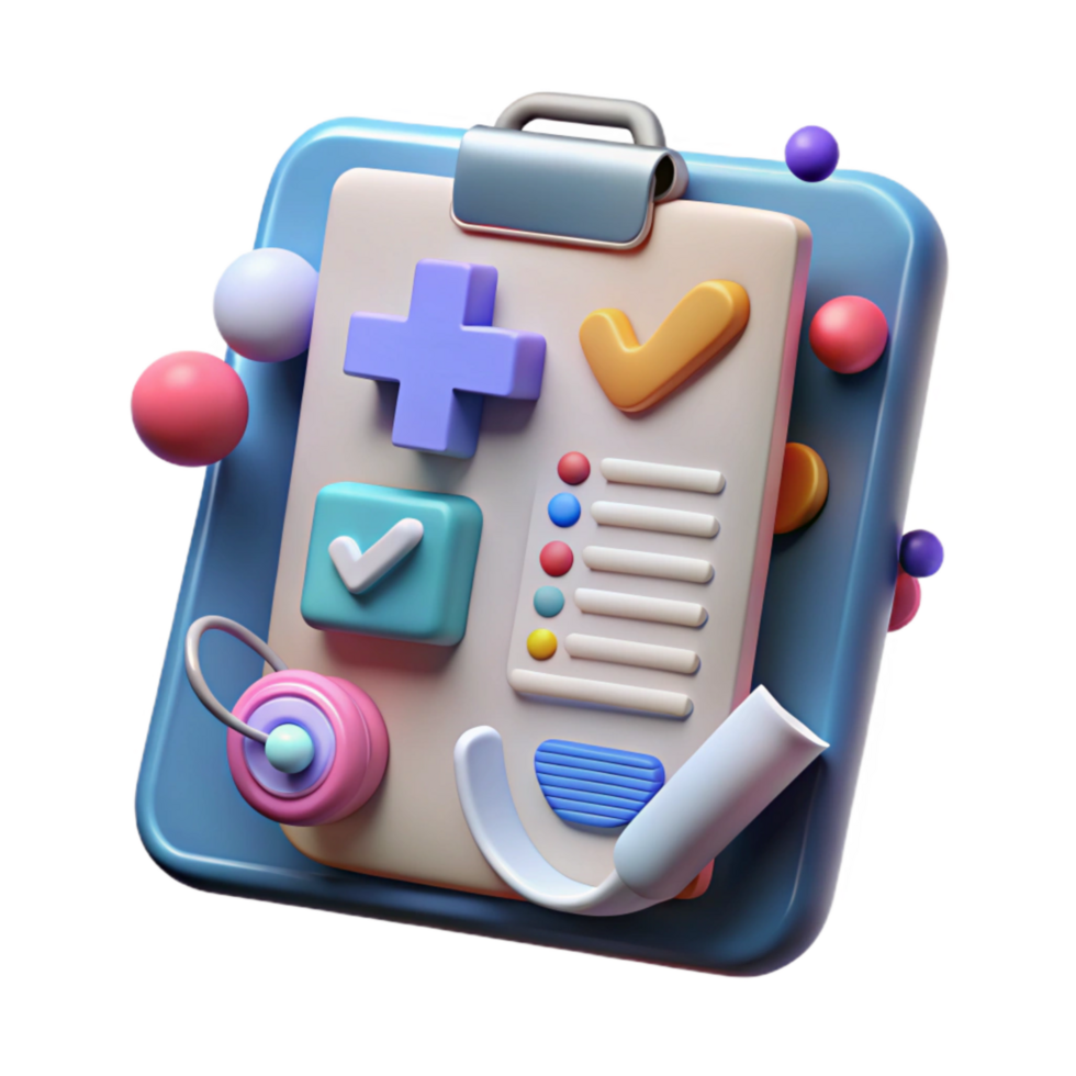 serene vintage Medical Chart Icon 3d Design Cutout premium png
