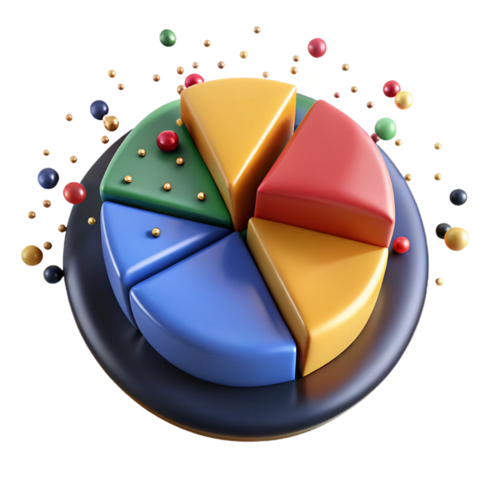 wonderful classic Pie Chart Illustrating Market Share Multicolored Isolated high resolution png