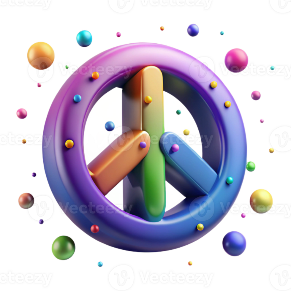 elegant artistic Colorful Peace Sign Cutout with Gradient Effect png