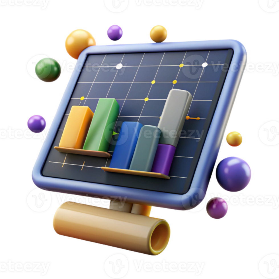 vibrant artistic Solar Panel Efficiency Chart with Graph Isolated original png