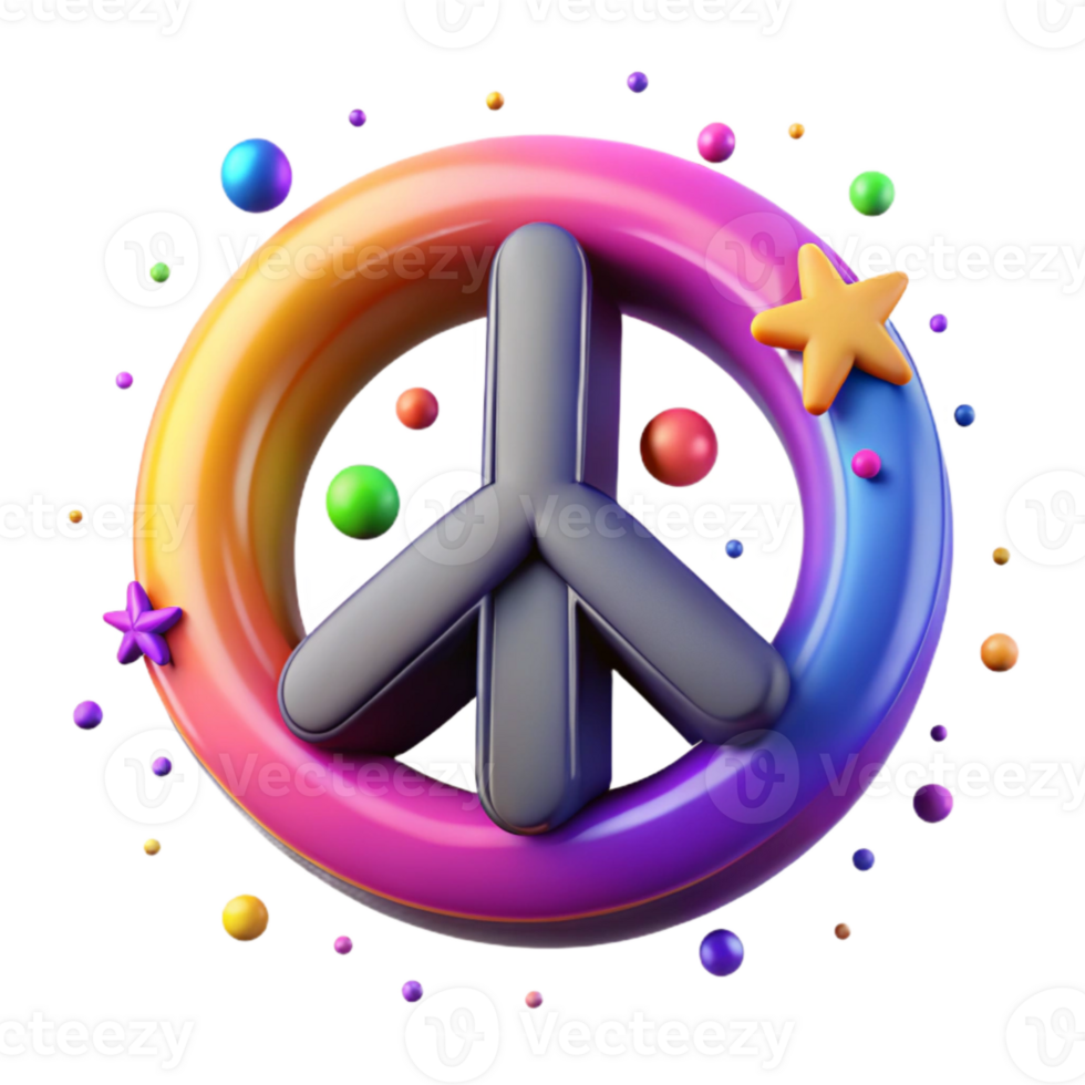 serene minimalist Colorful Peace Sign Cutout with Gradient Effect exclusive png