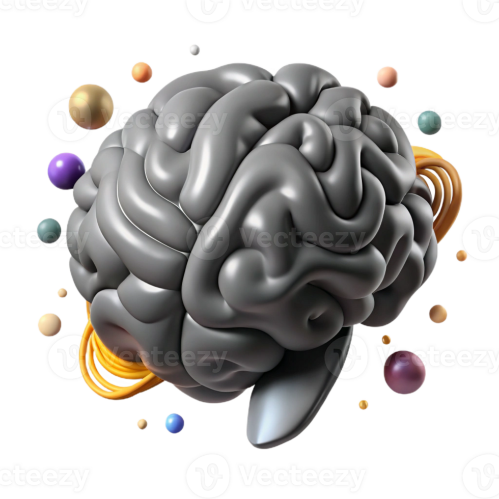elegant abstract Human Brain Silhouette Grey Isolated high resolution png