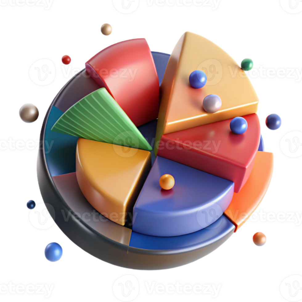 impressive artistic Pie Chart Displaying Data Multicolored Transparent Background original png
