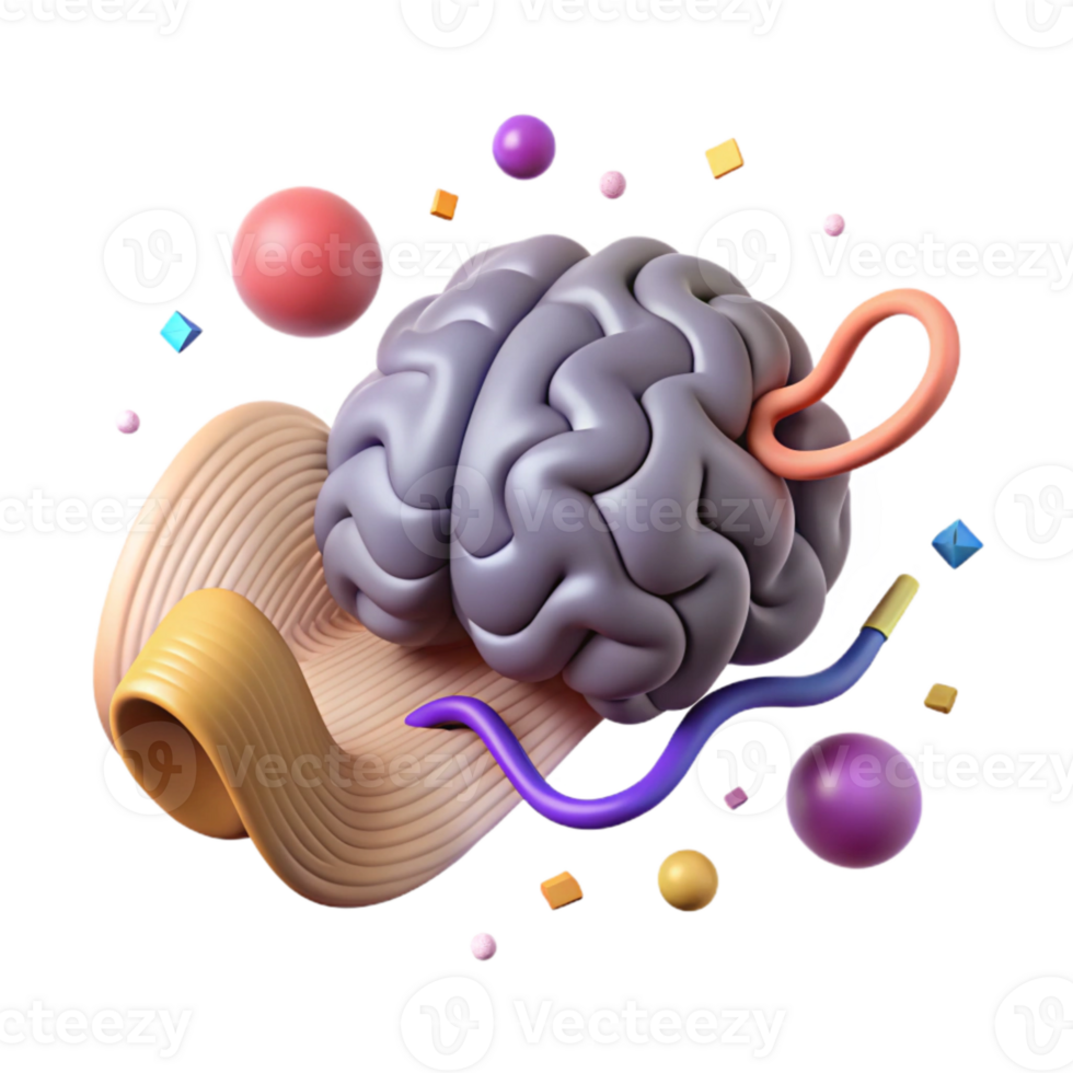 beautiful abstract Brain Waves Illustration White Background Cutout premium png