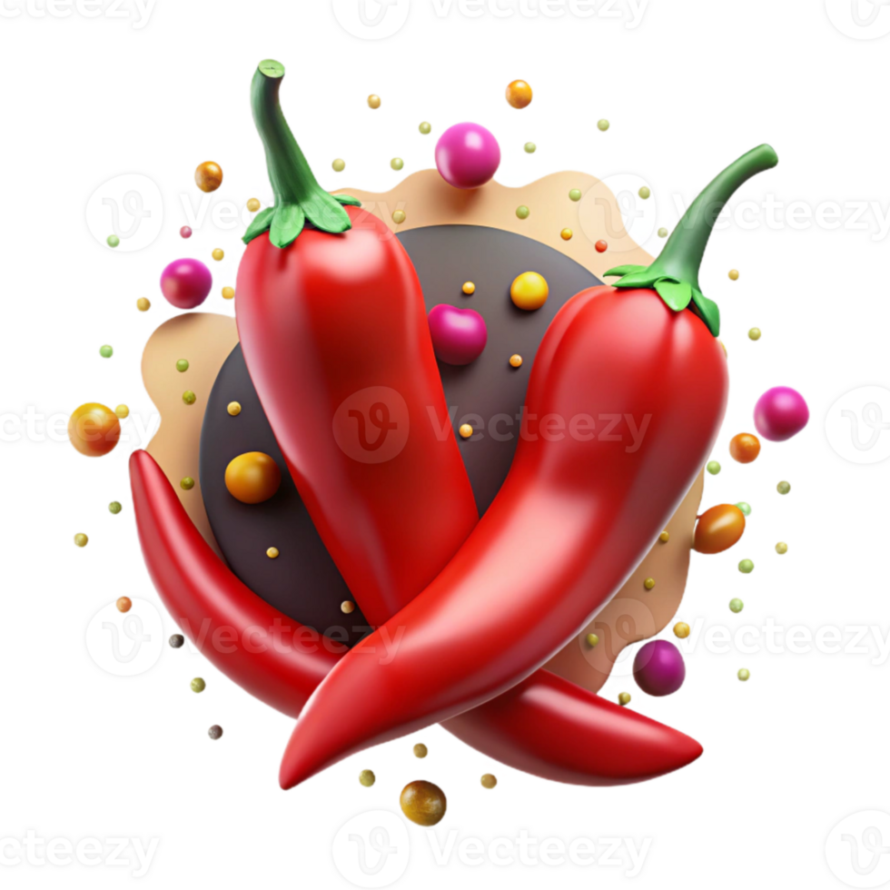 dramatic contemporary Spicy Chili Peppers with Vivid Red Color Transparent Background high resolution png