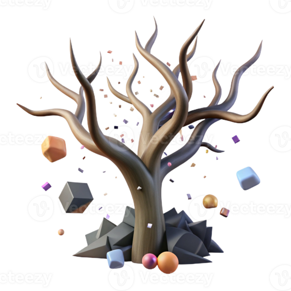 wonderful artistic Bent but Not Broken Tree Silhouette Transparent Background high quality png