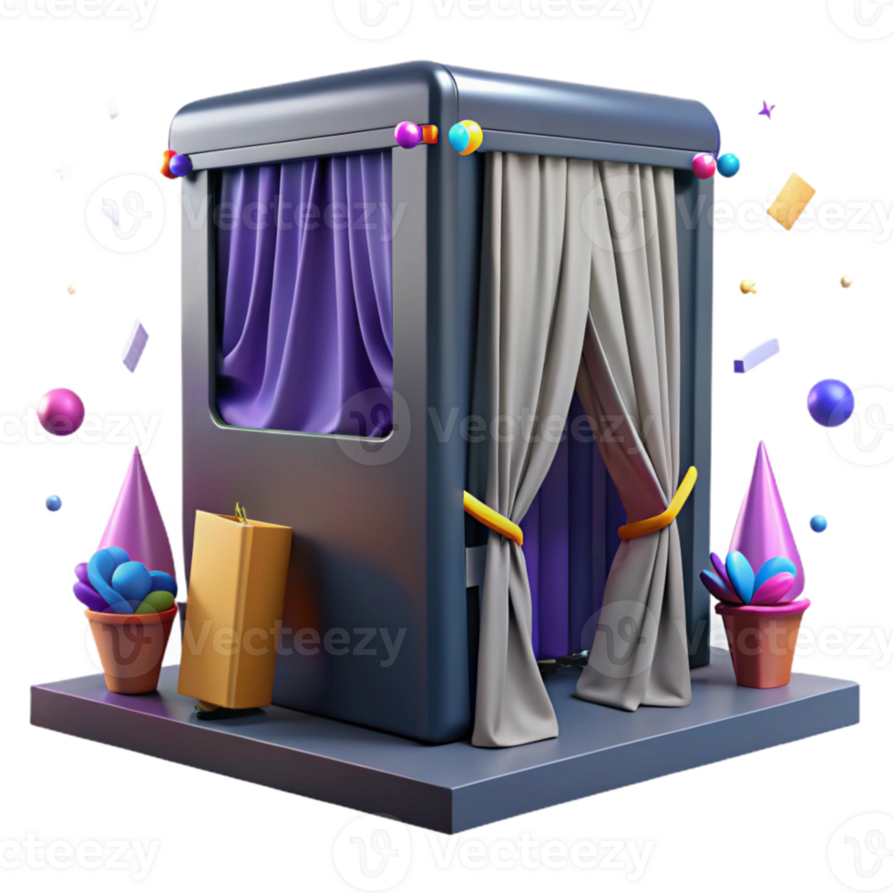 wonderful modern Voting Booth with Curtain Cutout Front View authentic png