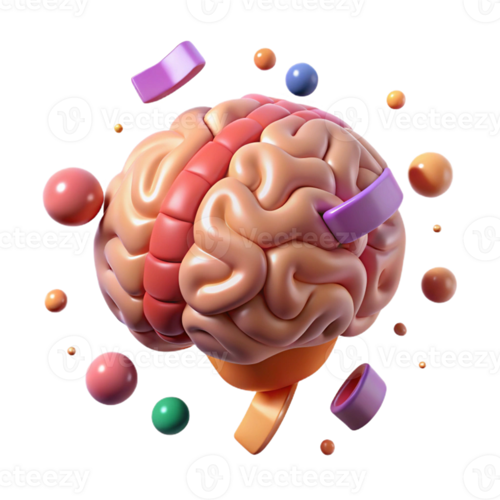 elegant rustic Rotating Brain Animation Sequence Isolated Element png