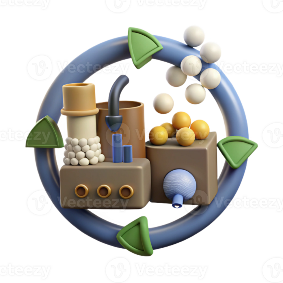 magnificent traditional Biomass Energy Production Cycle Diagram with Arrows exclusive png