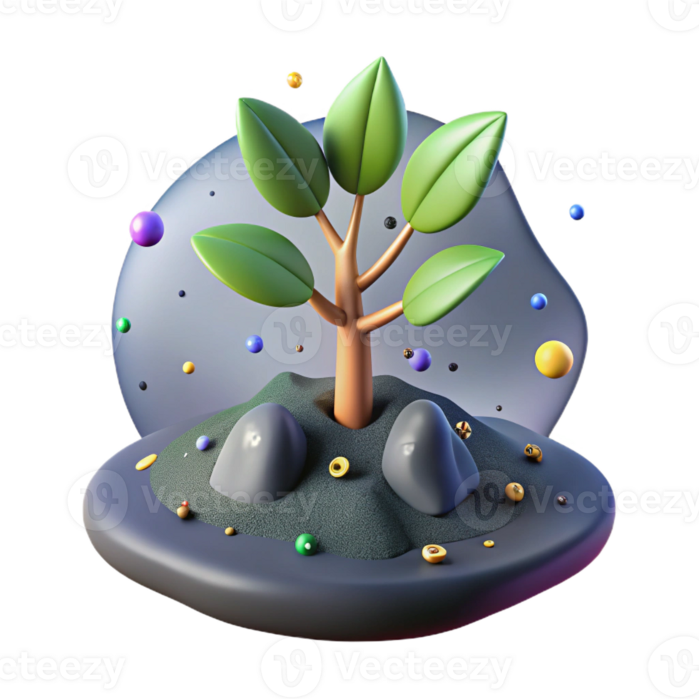 impressive artistic Tree Sapling in Soil Close Up Isolated on Transparent Background high quality png