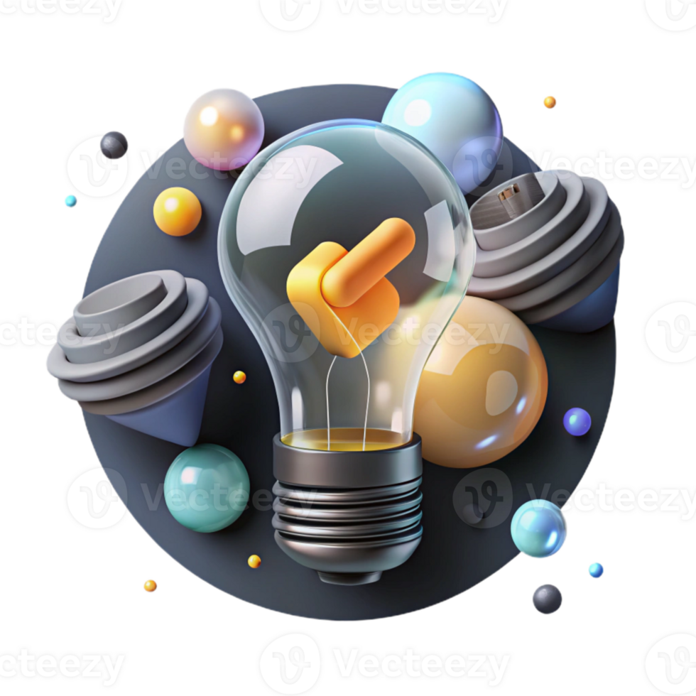 beautiful contemporary Abstract Inspiration Symbol Light Bulb Design Transparent Background genuine png