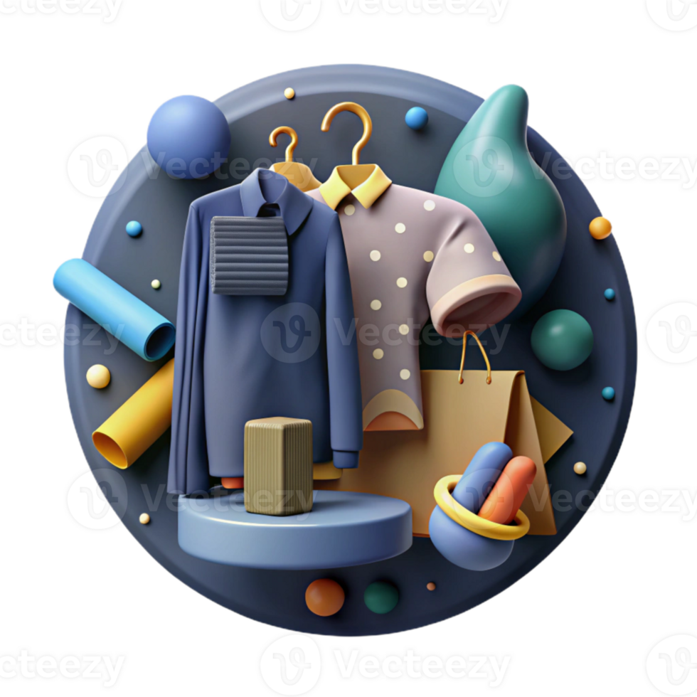 beautiful contemporary Upcycled Clothing Display Flat Lay Isolated professional png