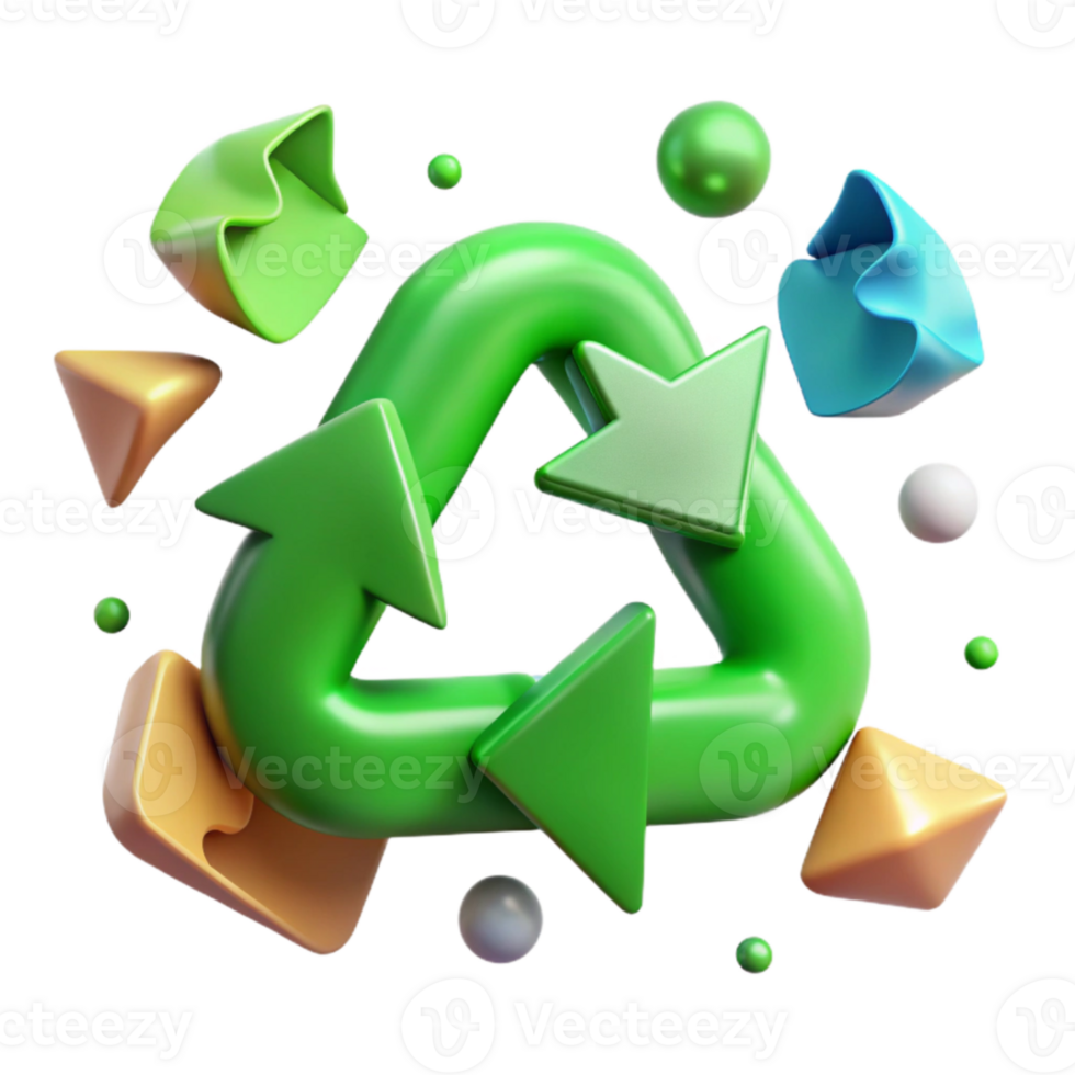 magnificent rustic Recycling Symbol Arrows in Green Cutout Element exclusive png