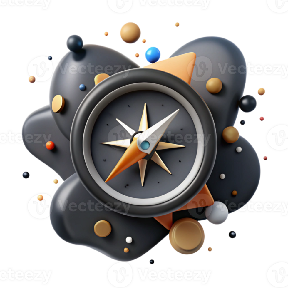 vibrant minimalist Compass Pointing North Black Cutout authentic png