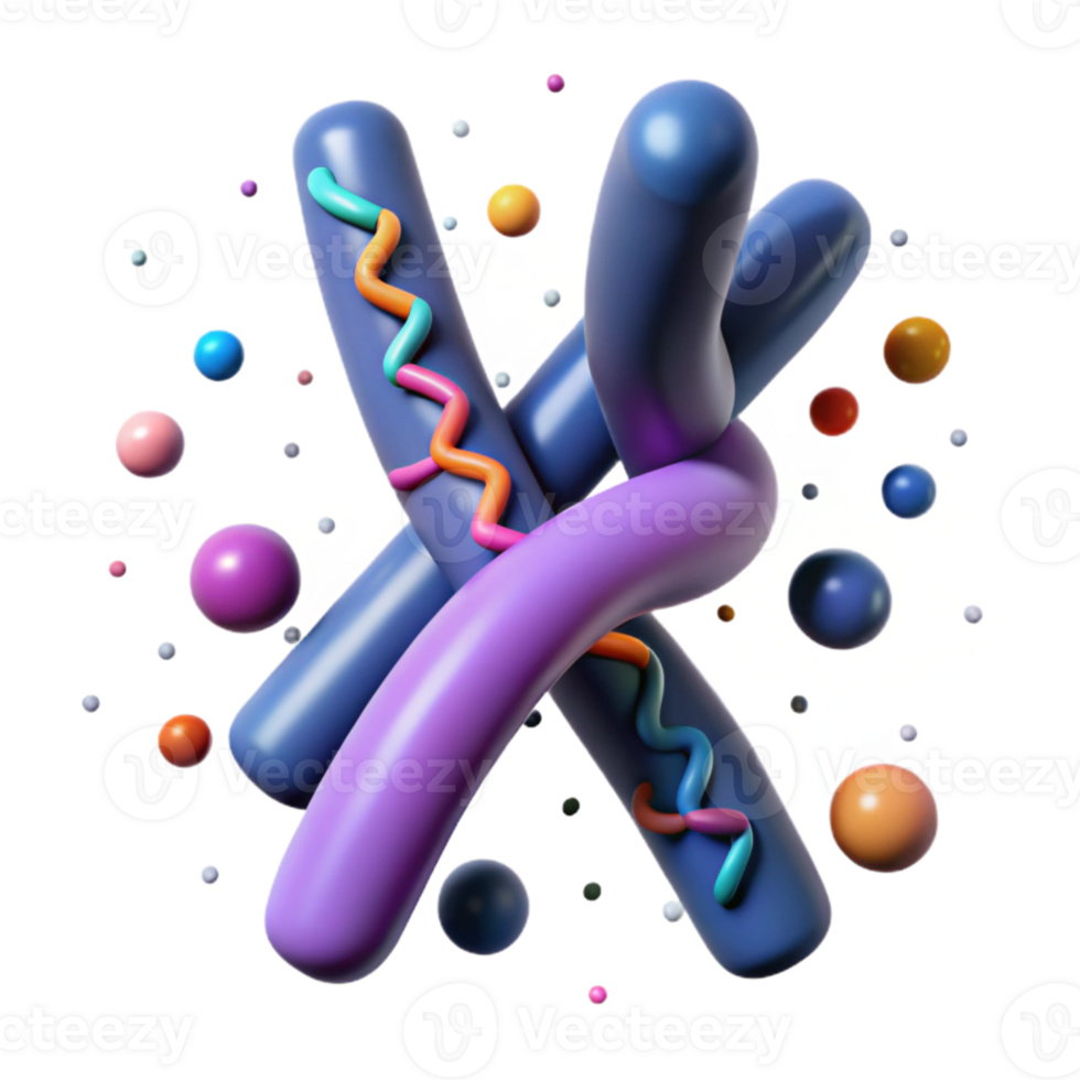 dramatic modern Human Chromosome Structure 3d Model Isolated original png