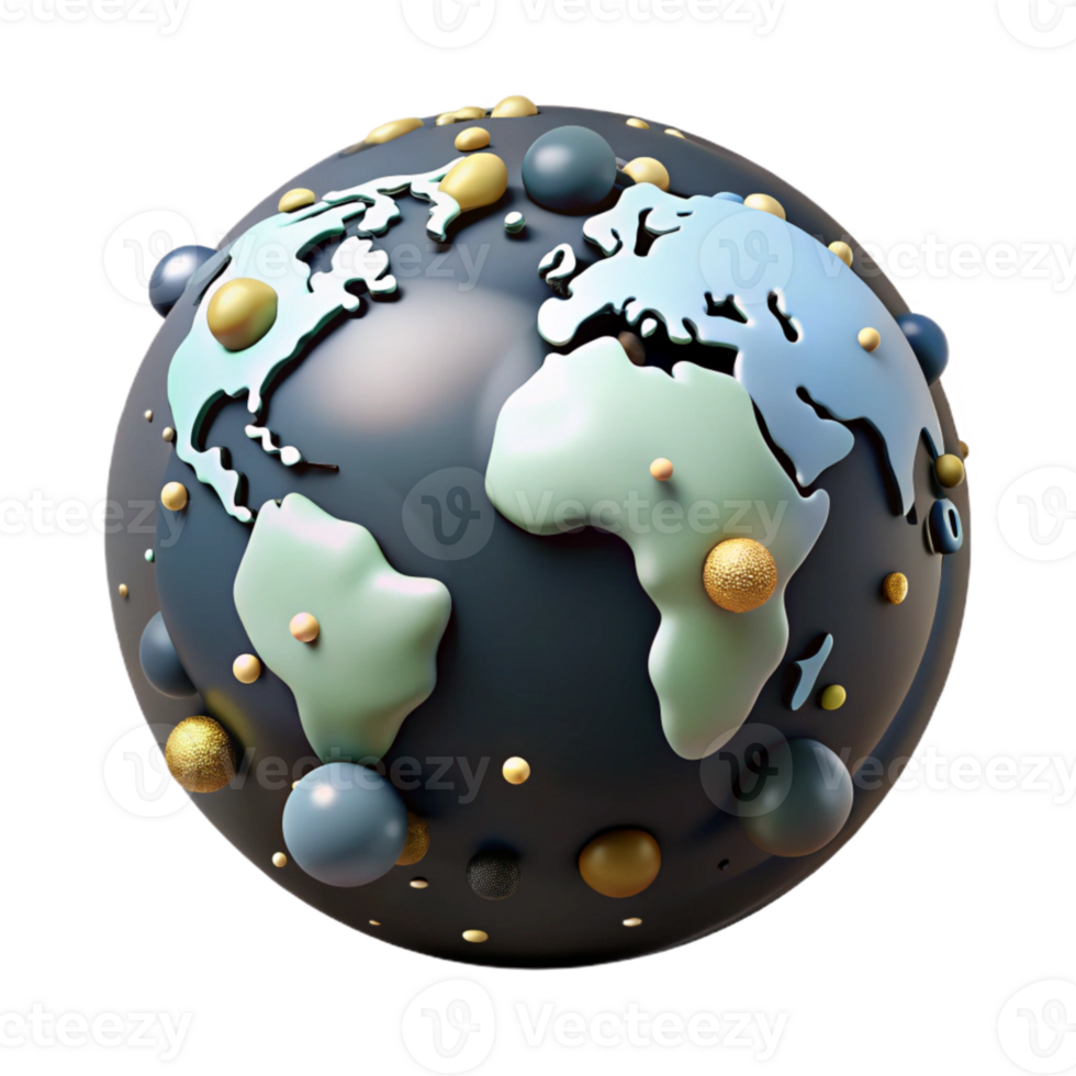 beautiful vintage World Globe with Continents Labeled Isolated premium png