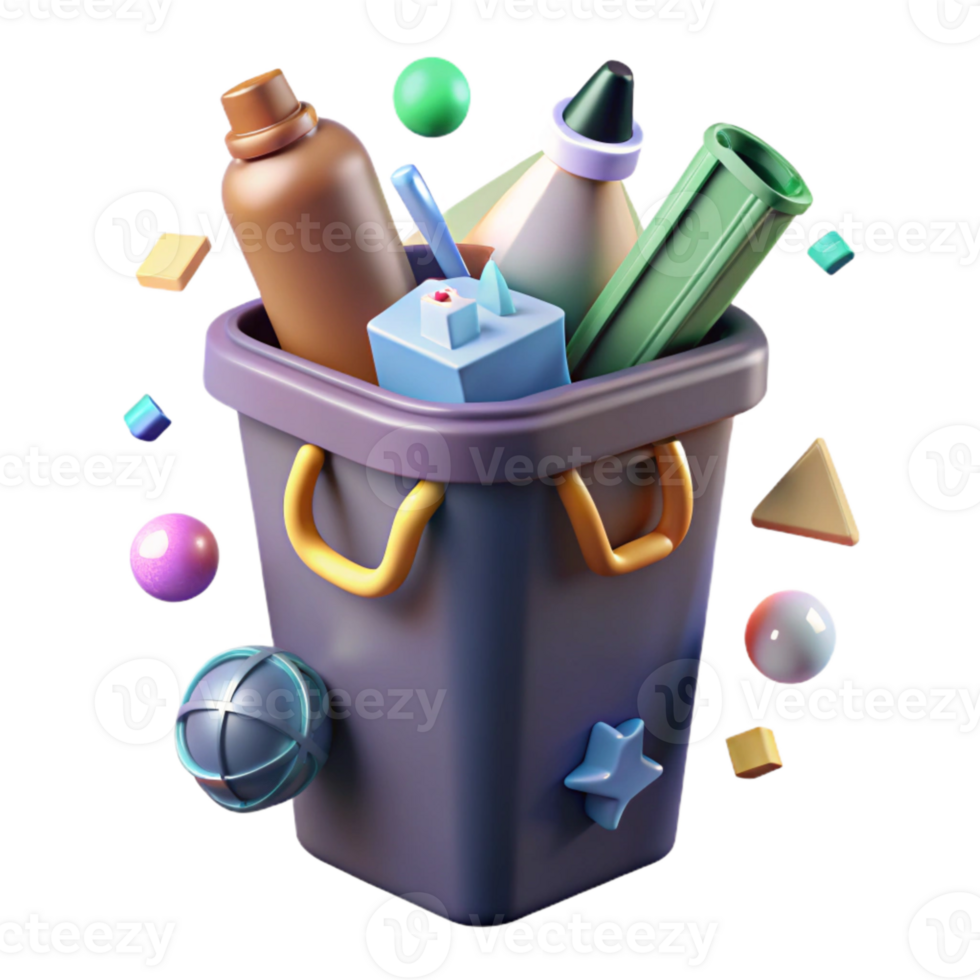 stunning artistic Recycle Bin with Plastic Bottles Transparent Background professional png