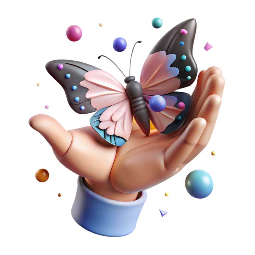 wonderful artistic Open Hand with Butterfly Cutout with Soft Lighting authentic png