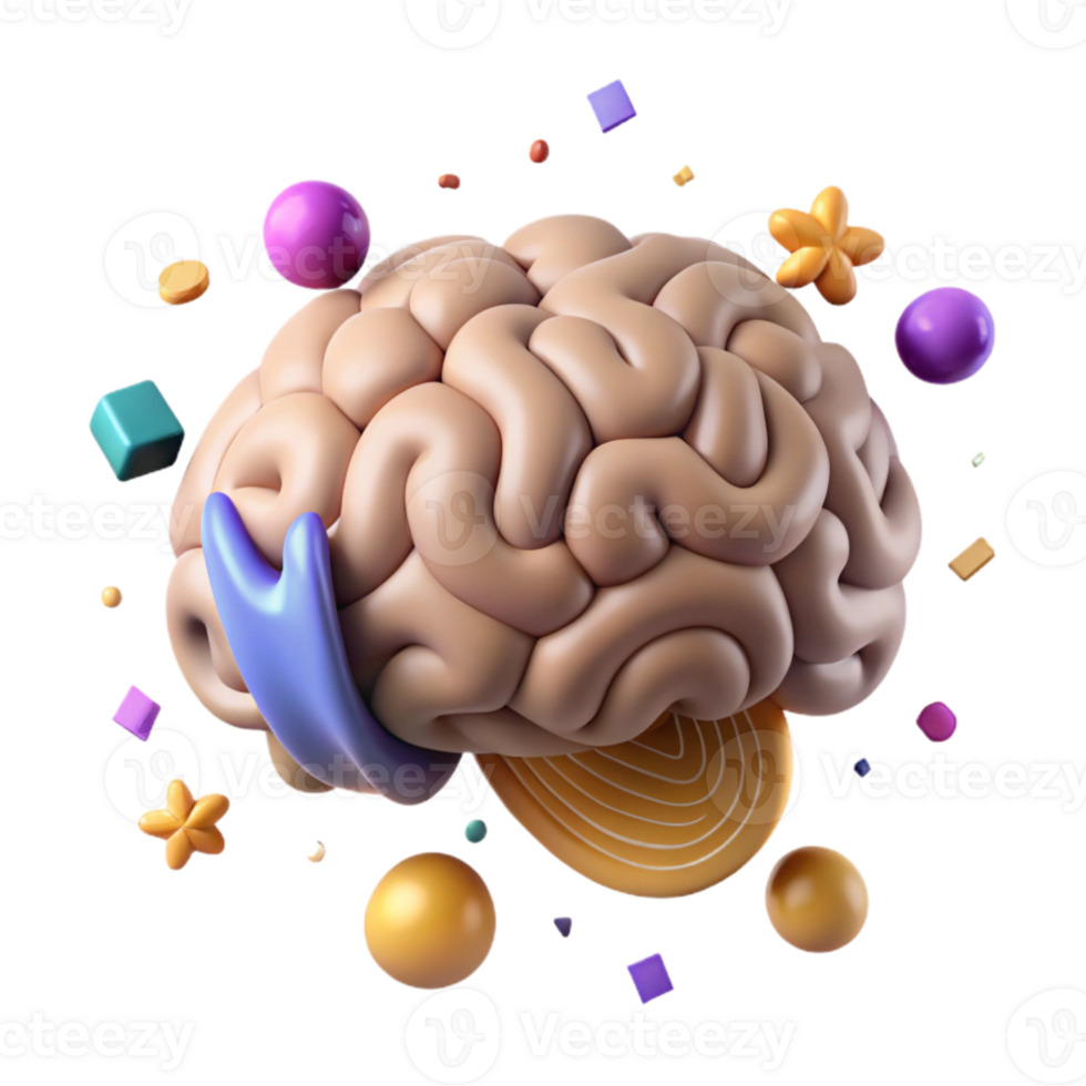 stunning artistic Human Brain Illustration Simple Style Cutout original png
