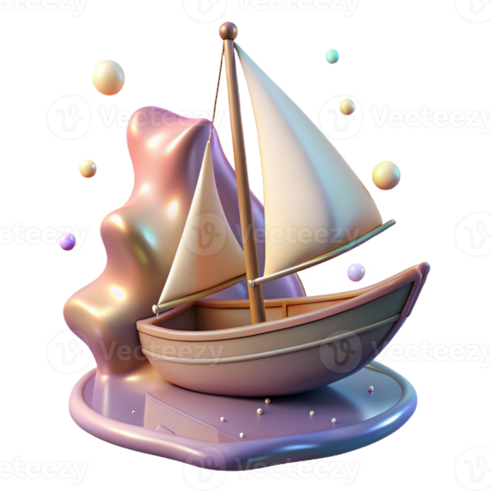 beautiful artistic Sailboat at Sunset Isolated Element png