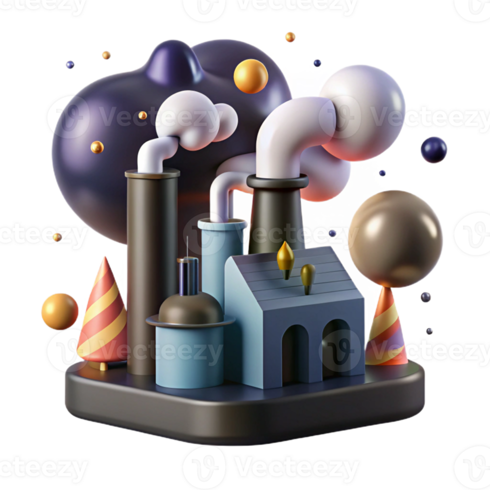 stunning modern Factory Silhouette with Billowing Smoke Isolated Element premium png