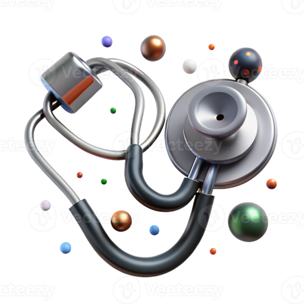 elegant abstract Stethoscope Head Close Up View Silver Cutout genuine png