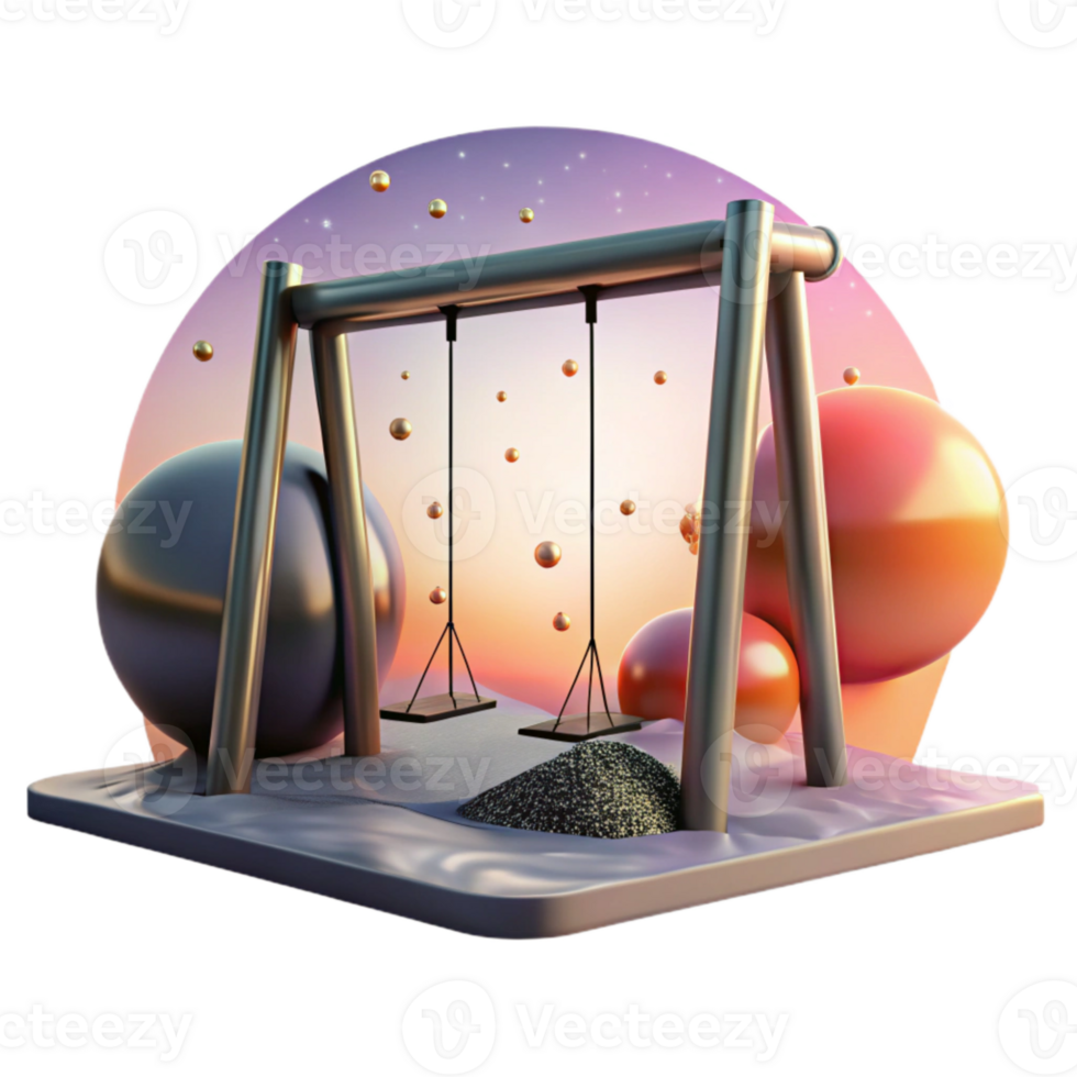 vibrant minimalist Empty Swing Set Sunset Background Transparent Background high resolution png