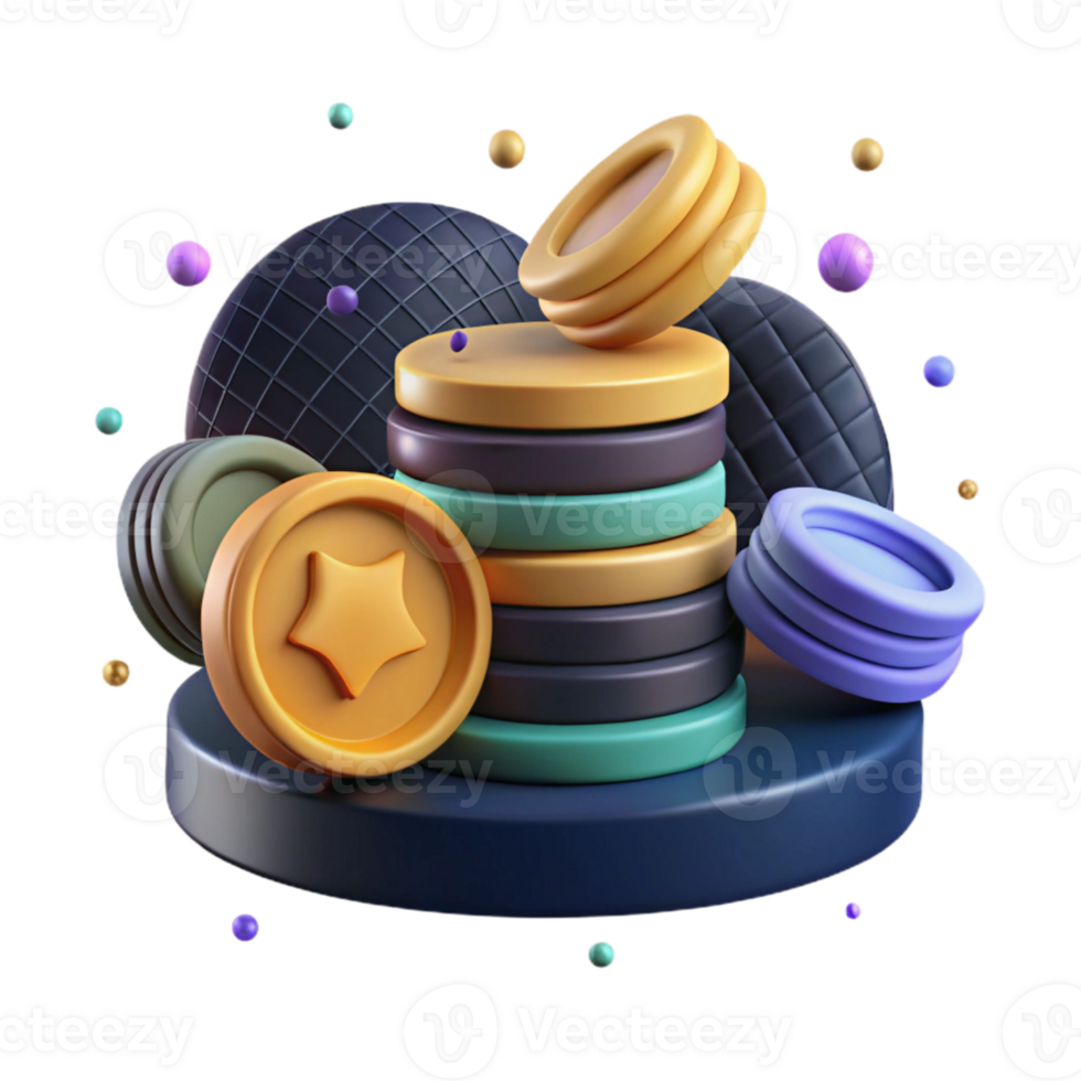 magnificent abstract Stacked Coins Financial Decision Green Transparent Background detailed png