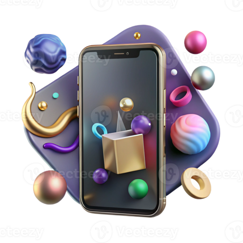 impressive artistic Smartphone with Social Media Analytics Chart Isolated genuine png