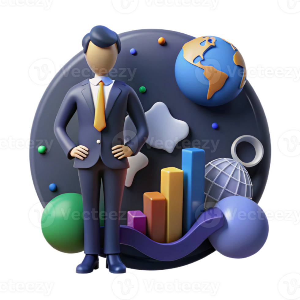 wonderful rustic Businessman Silhouette with Global Economy Chart Cutout genuine png