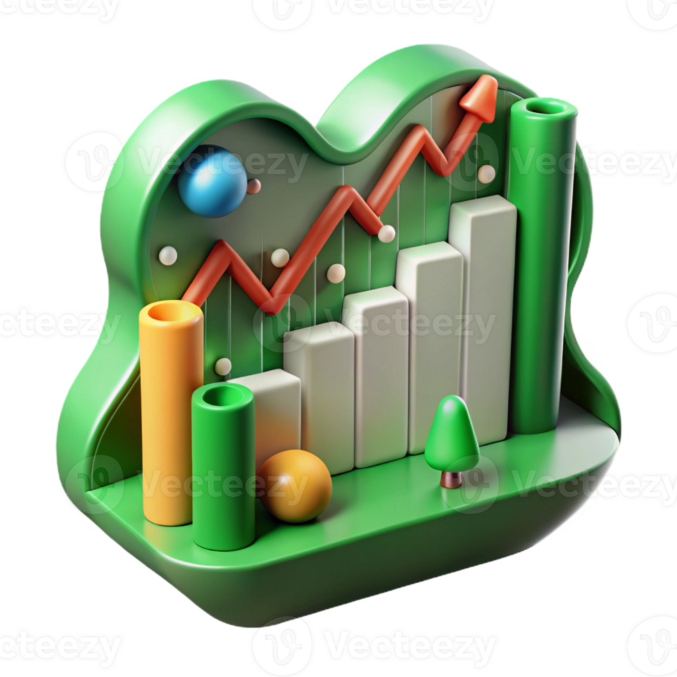 beautiful minimalist Stable Stock Market Graph Green Color Cutout Element png