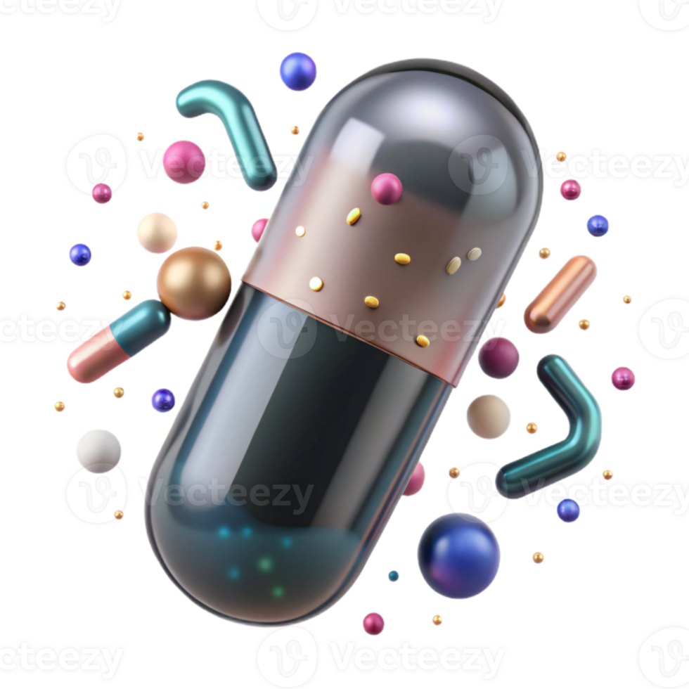 wonderful contemporary Pill Capsule Close Up Front View Transparent Background high resolution png