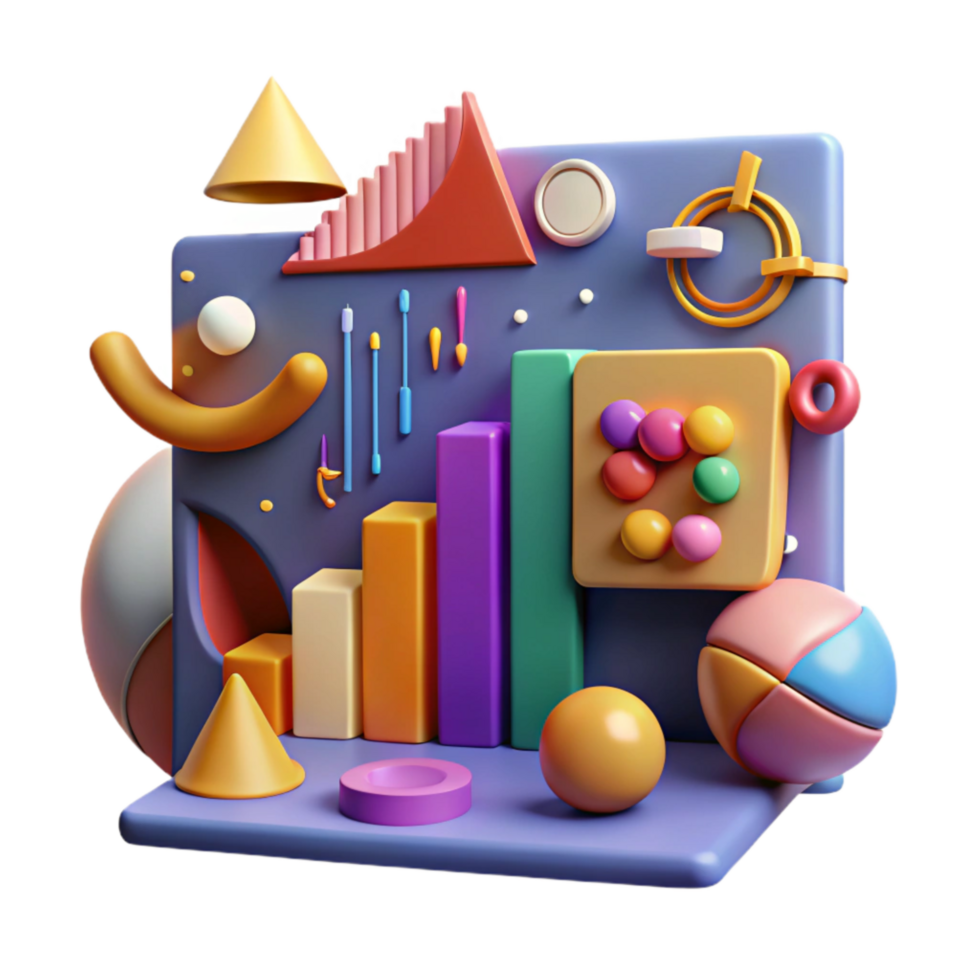 magnificent modern Data Visualization with Colorful Charts Cutout Element premium png