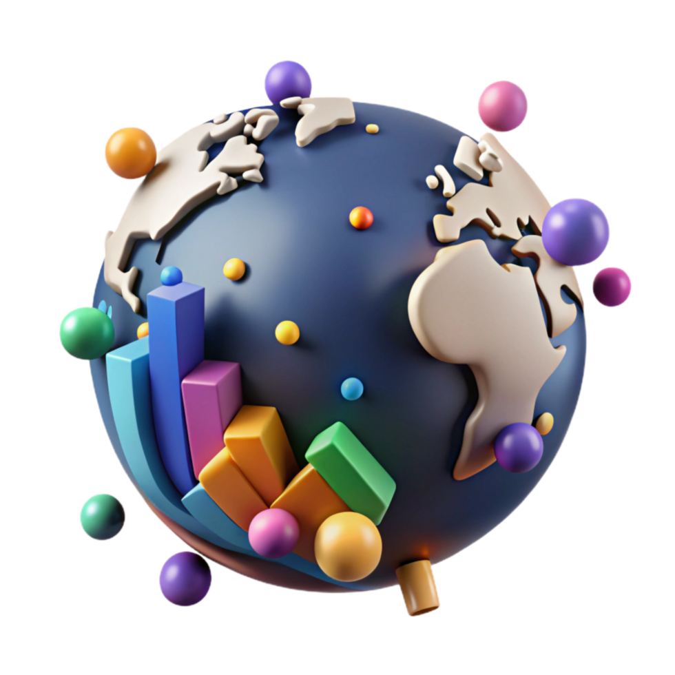 elegant modern World Map with Economic Data Points Isolated professional png
