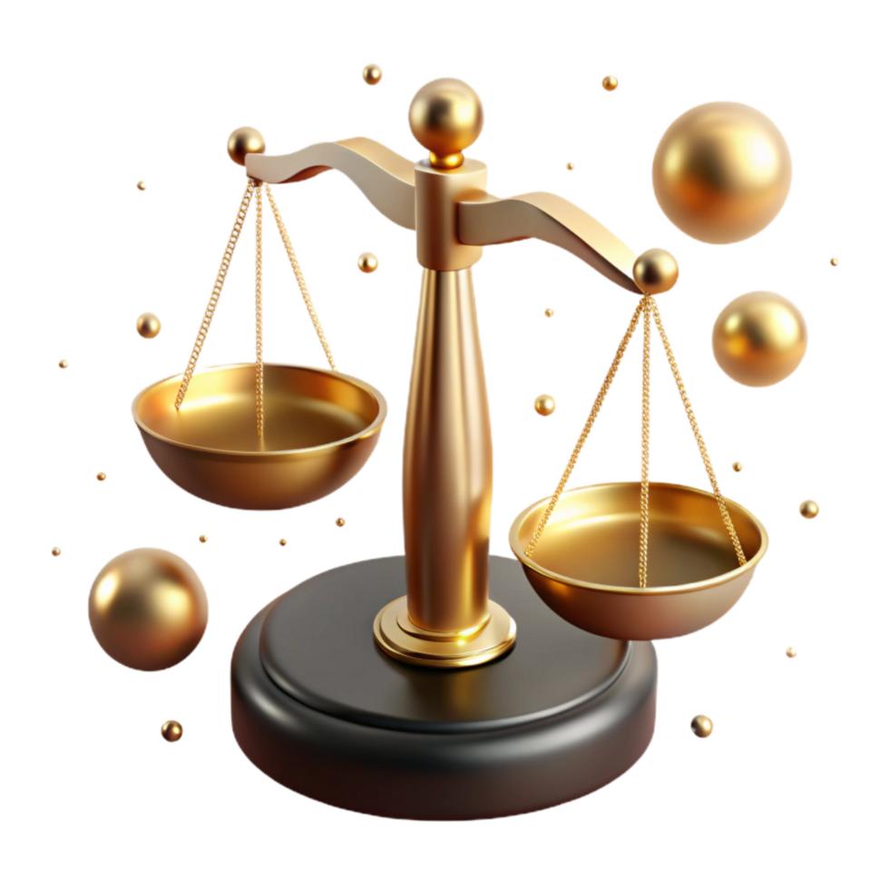extraordinary creative Scales of Justice Balanced Gold Transparent Background exclusive png