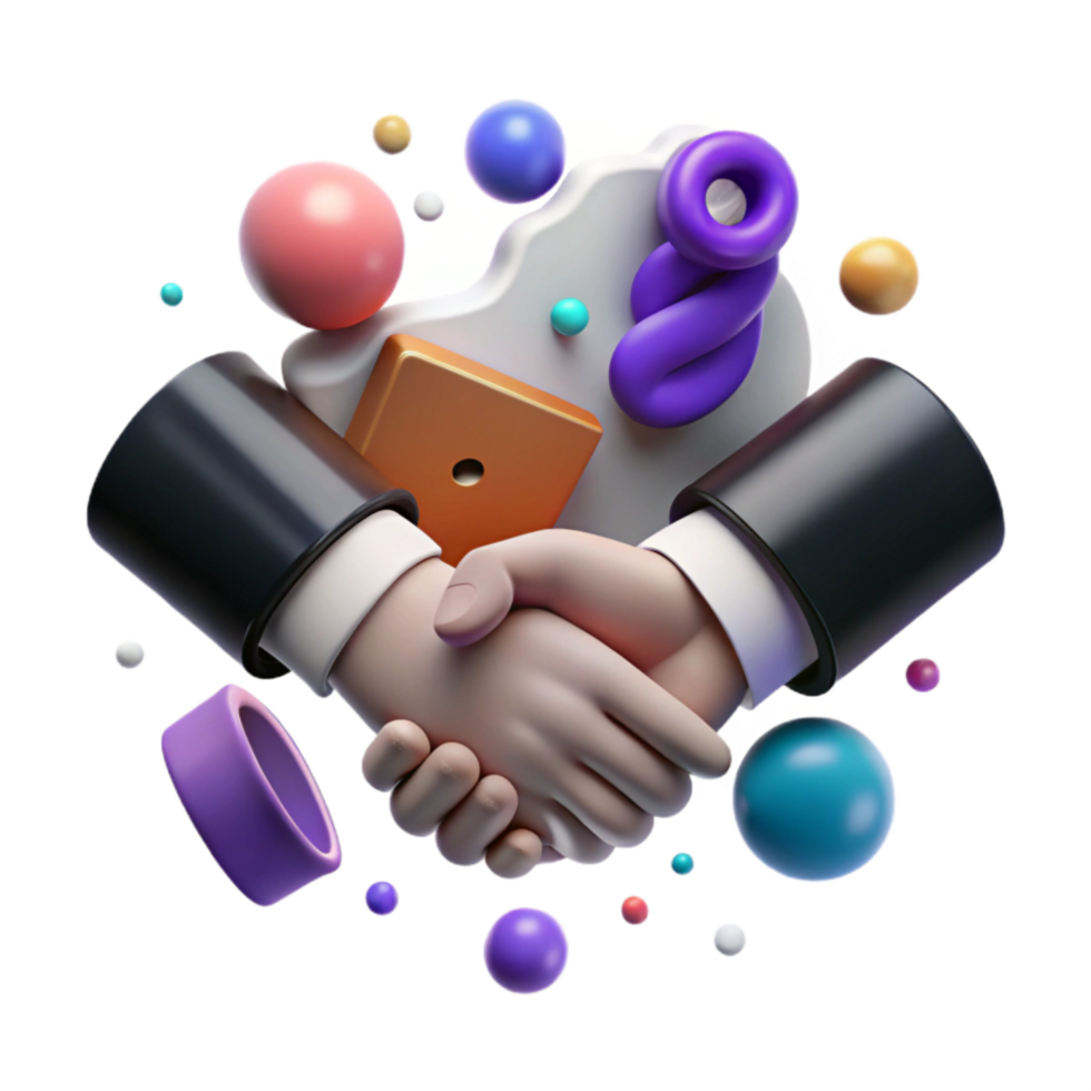 vibrant minimalist Handshake Sealing Agreement White Transparent Background professional png