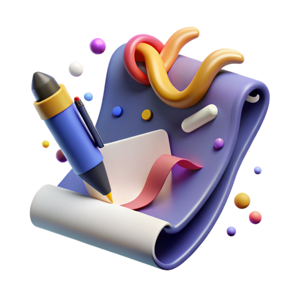 elegant abstract Pen and Paper Close Up View Isolated Element detailed png