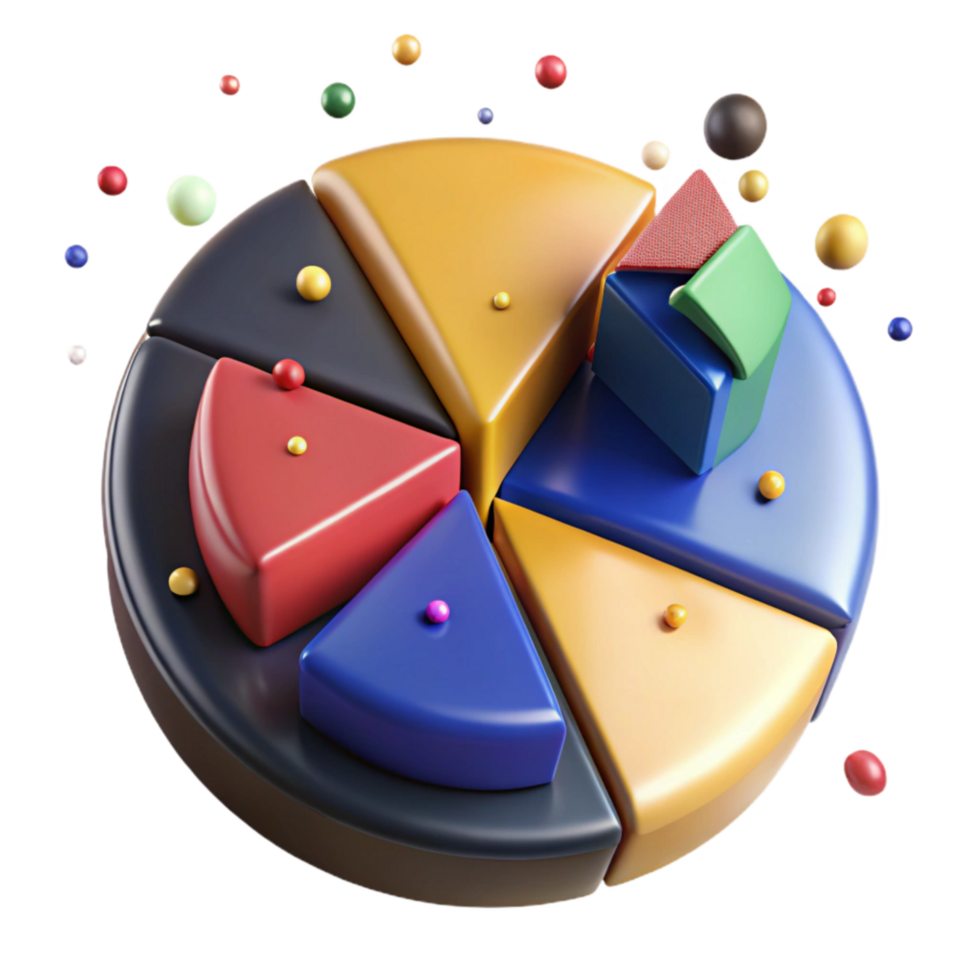 beautiful traditional Pie Chart Illustrating Market Share Multicolored Isolated professional png