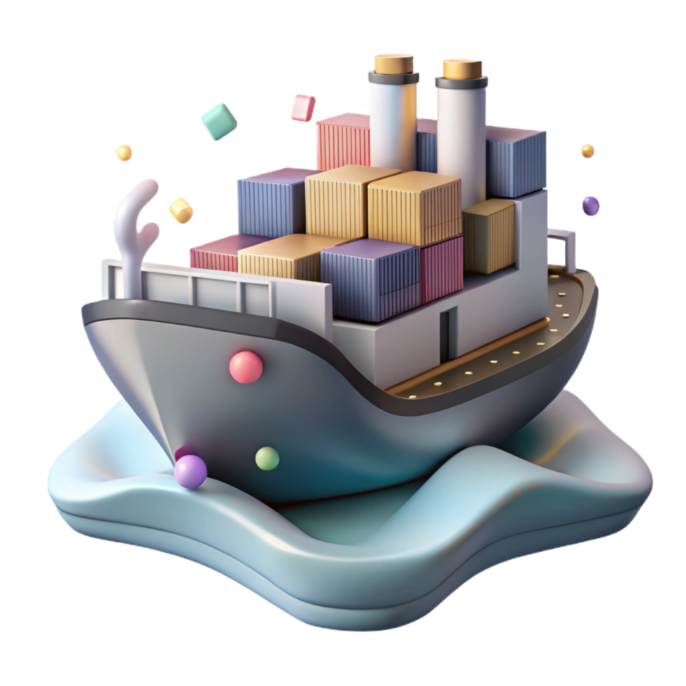 dramatic rustic Cargo Ship at Sea Isolated with Realistic Lighting png