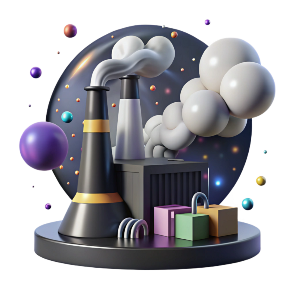 extraordinary contemporary Factory Silhouette with Billowing Smoke Isolated Element exclusive png