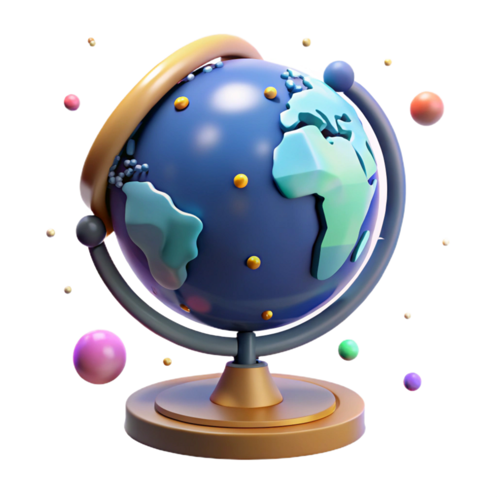 wonderful minimalist World Globe Rotating on Axis Isolated professional png