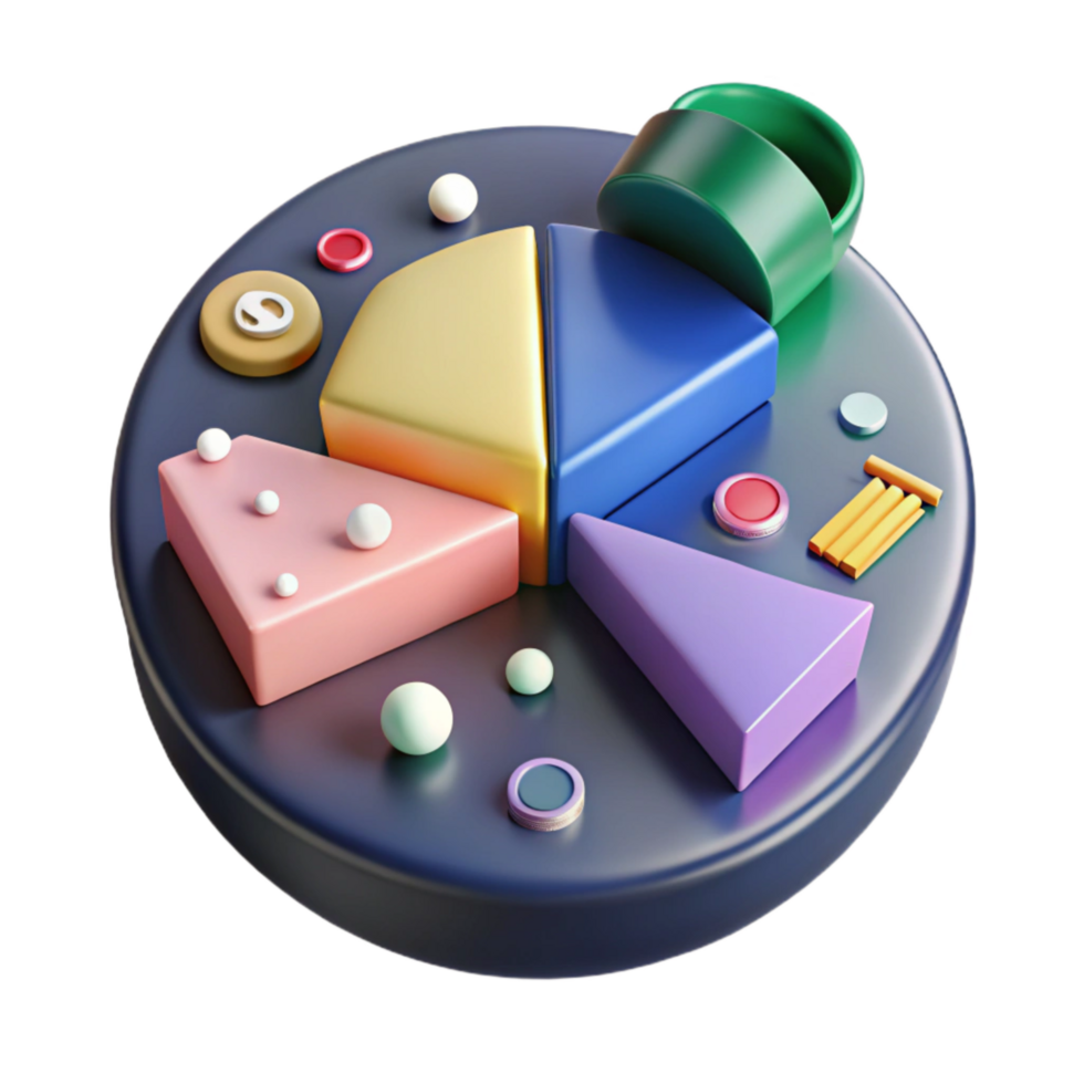 extraordinary minimalist Social Media Budget Allocation Pie Chart Isolated exclusive png