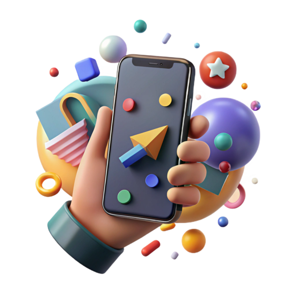 serene classic Hand Holding Smartphone Showing Social Media Feed Cutout high resolution png