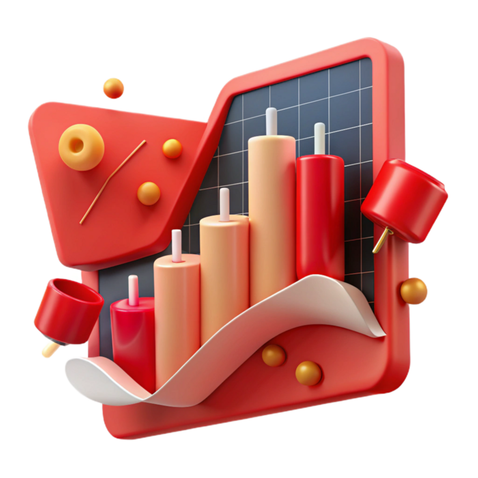 elegant vintage Falling Stock Market Graph with Red Arrow Detail Isolated png