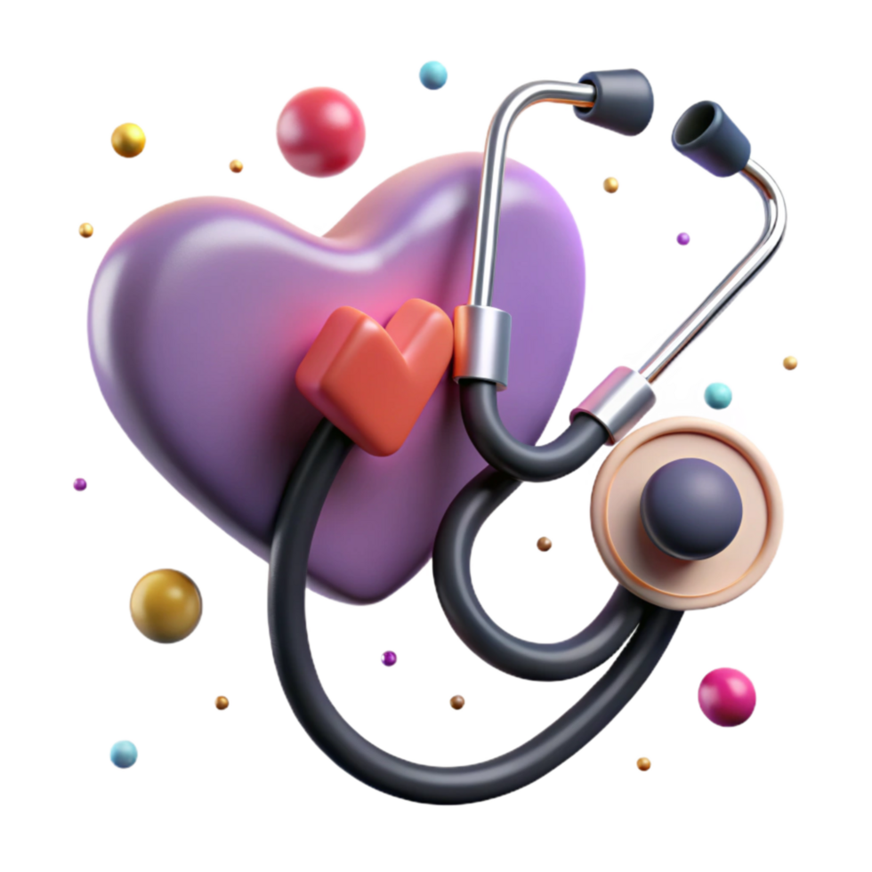 serene creative Stethoscope with Heart Shape Isolated Element authentic png