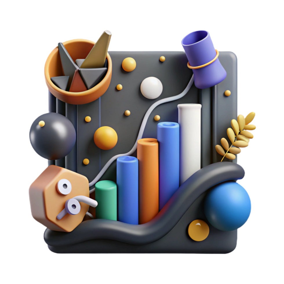 impressive rustic Financial Data Chart with Line Graph Detail Cutout on Transparent Background professional png